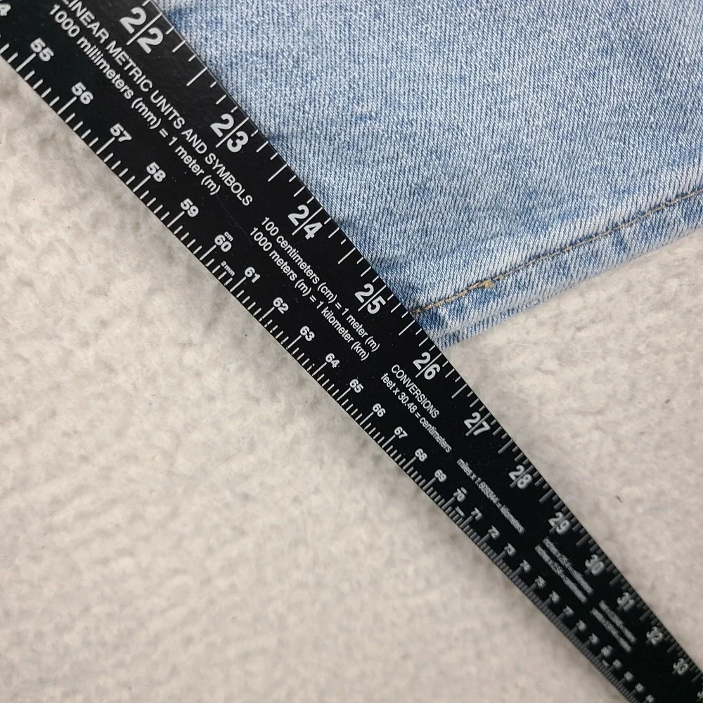 Levi's SilverTab Jeans Womens 29x27 Blue Mom Jean Distress Light Wash Waterless*